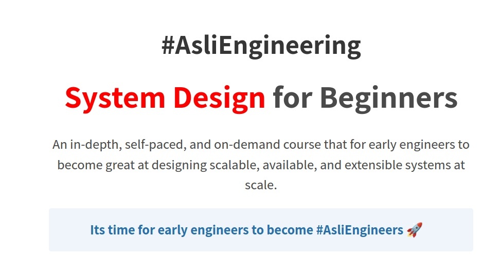 System Design for Beginners (Arpit Bhayani)