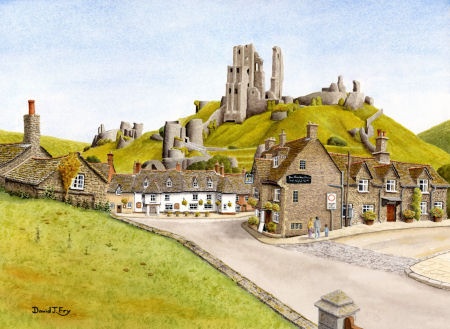 Corfe Castle, Dorset (Watercolour Painting)
