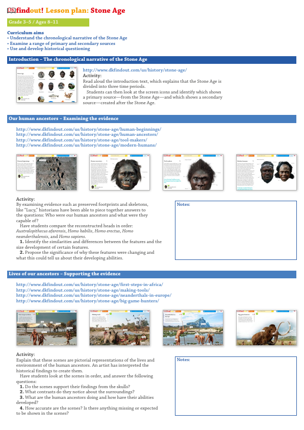 DKfindout! Stone Age Lesson plan