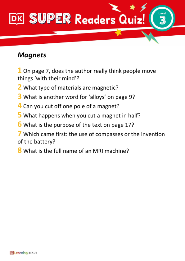 Level 3 Comprehension Quiz