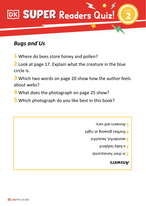 Level 2 Bugs and Us Comprehension Quiz