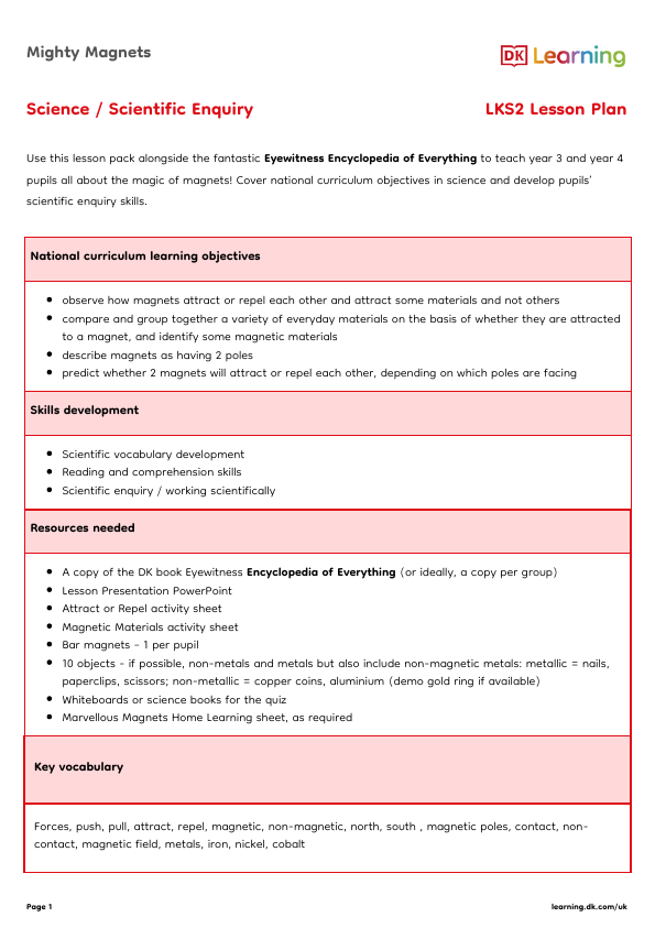 Mighty Magnets – LKS2 Lesson Plan