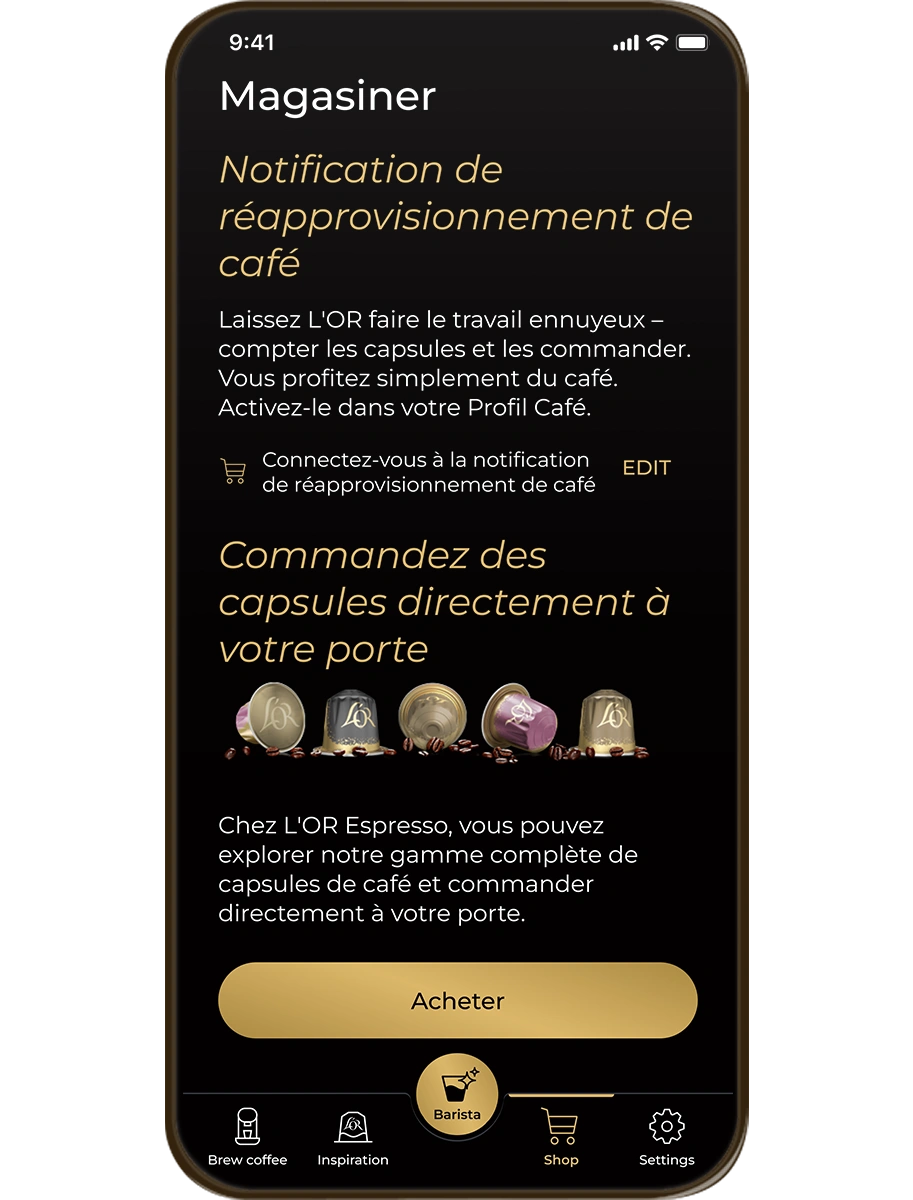 Notifications de réapprovisionnement en capsules