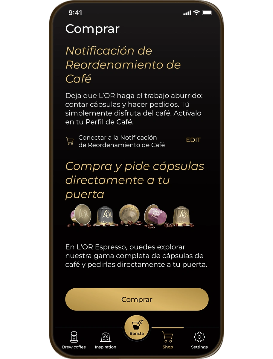 Notificaciones de reposición de café