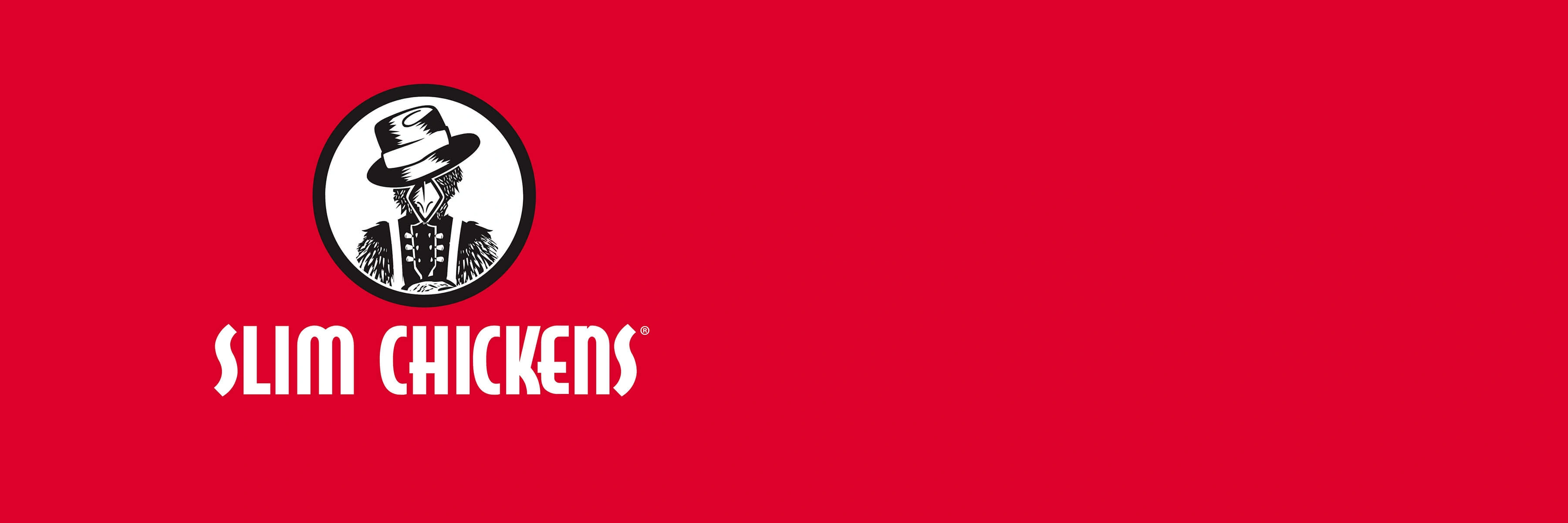 The Slim Chickens logo against a red background