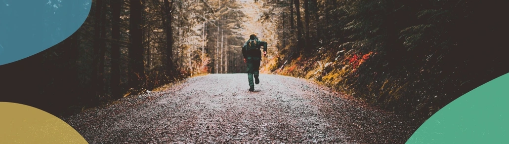 A person running through the forest