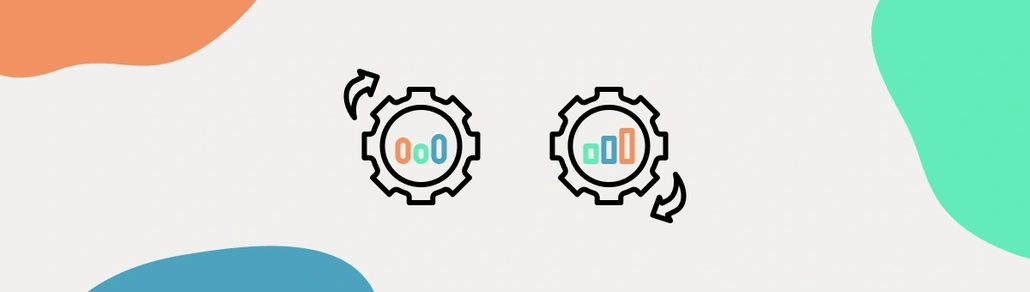 Two gears with statistics inside of them