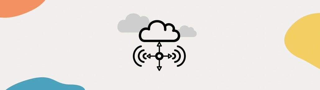 A cloud with satelite hanging from it