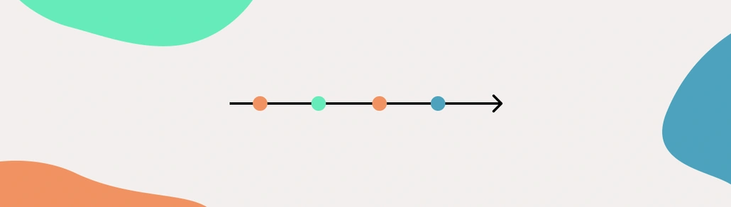 Colorful dots on a straight line