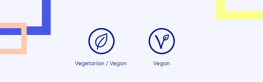 Icons of vegetarian and vegan dishes