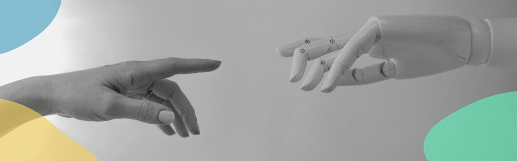 A human hand and robot hand reaching for each other