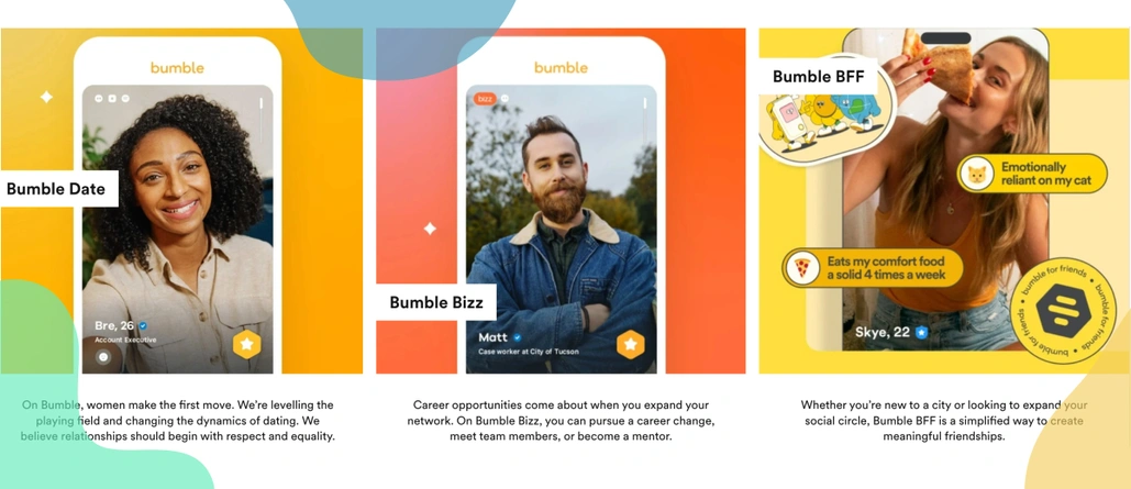Screen from Bumble website