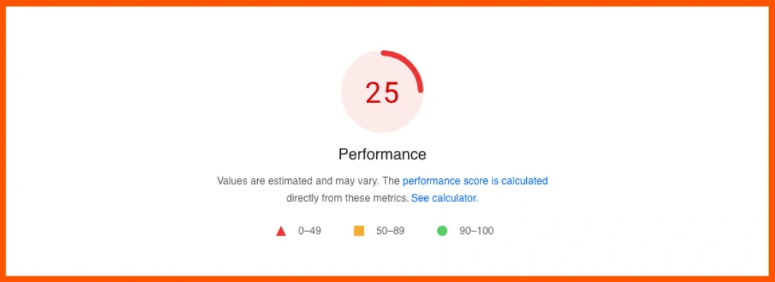 Low core web vitals score.