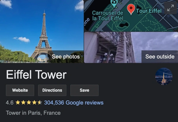 Google Reviews - Eiffel Tower