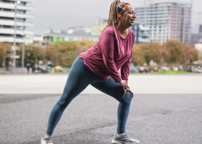 Woman stretching.