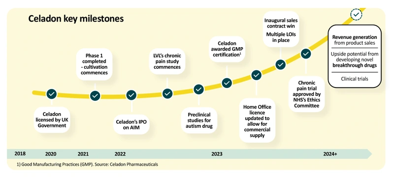 Celadon key milestones infographic