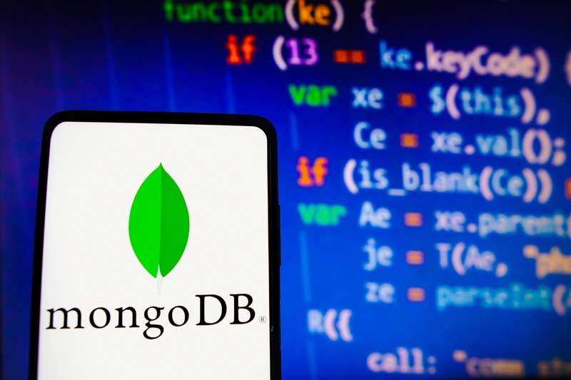 MongoDB app against computer code background
