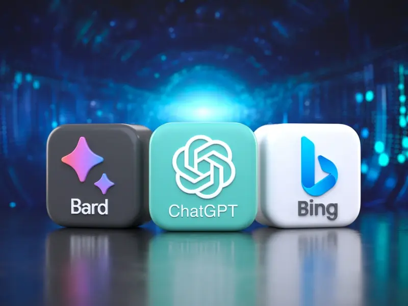 Popular chatbot tiles, Bard, Bing, Chat GPT