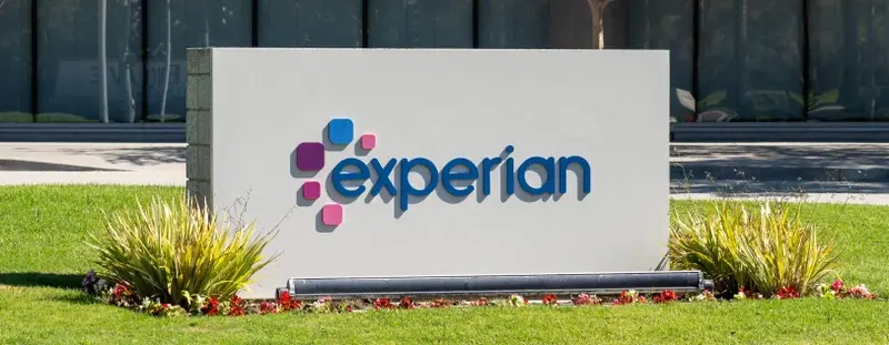 Experian logo in front of office