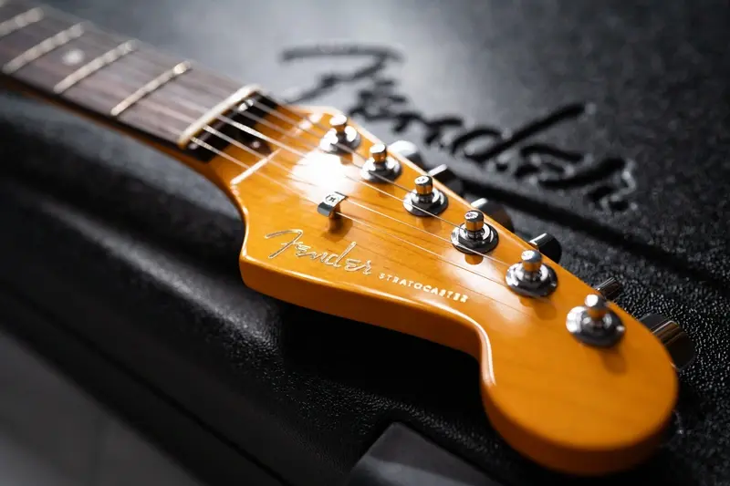 Fender logo on electric guitar