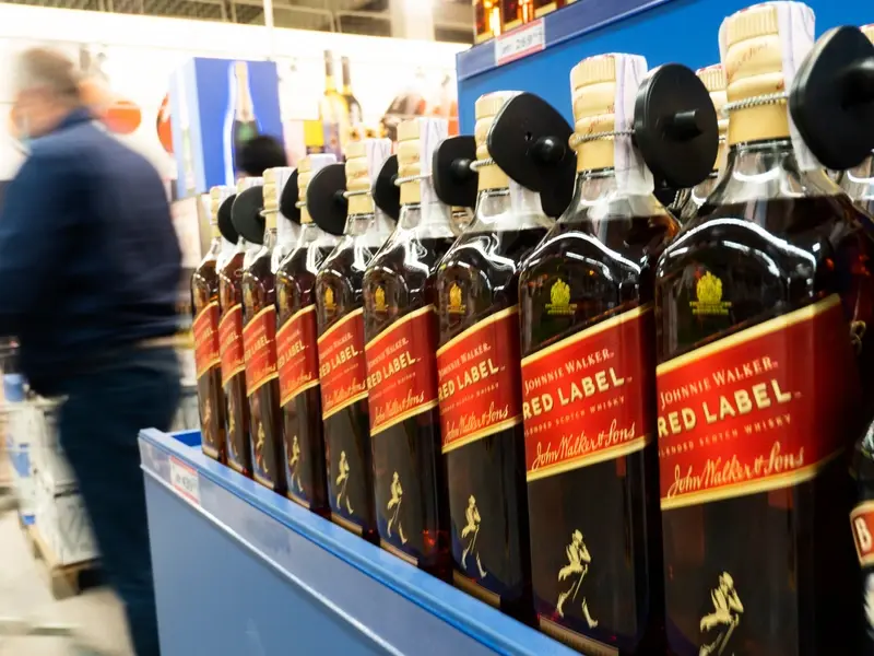 Johnnie Walker bottles on shelf