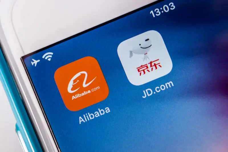 JD.com and Alibaba apps on mobile phone