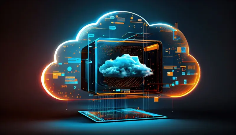 Image of cloud above computer 