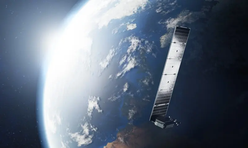 A satellite circling Earth