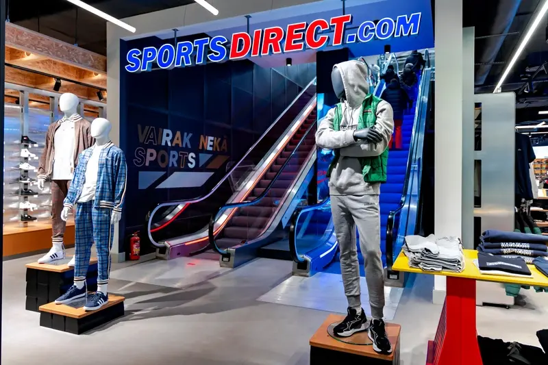 Mannequins model products in Sports Direct store