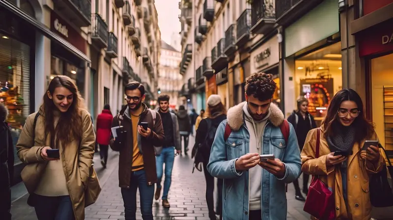 Young people using their mobile devices