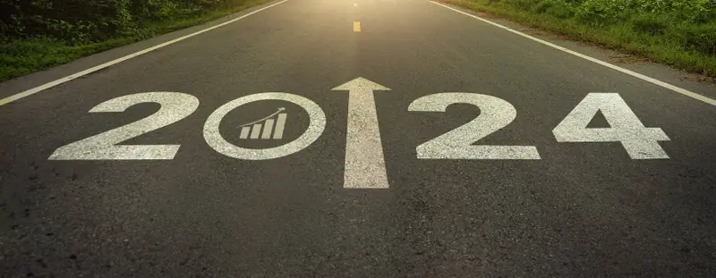 A road showing the year 2024 ahead
