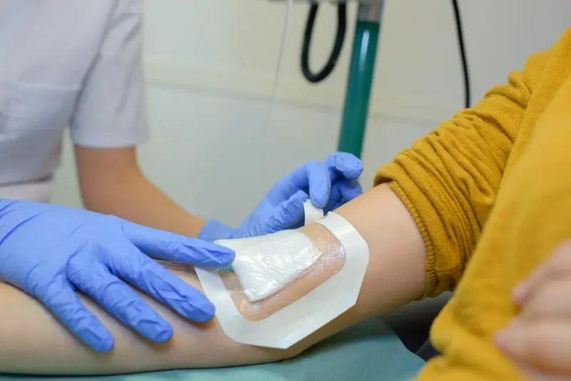 Patient receiving wound care