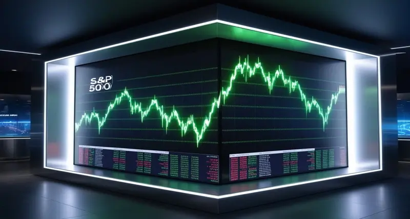 Box digital display showing S&P 500 chart