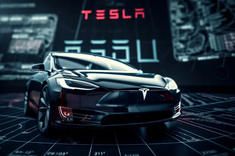Tesla car on display at motor show