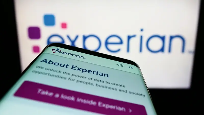 Smartphone with Experian website on it