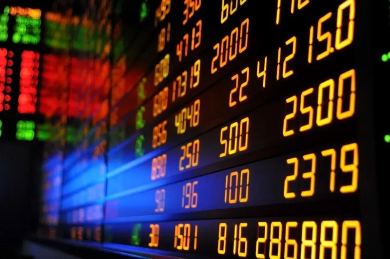 Stock market prices on screen