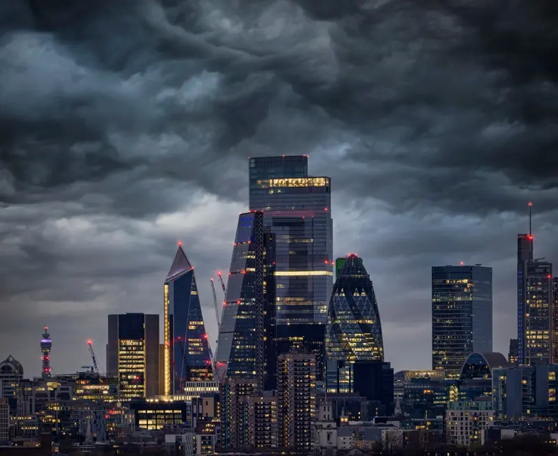 Stormy view of City of London