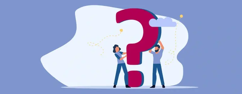 illustration of people holding up a question mark