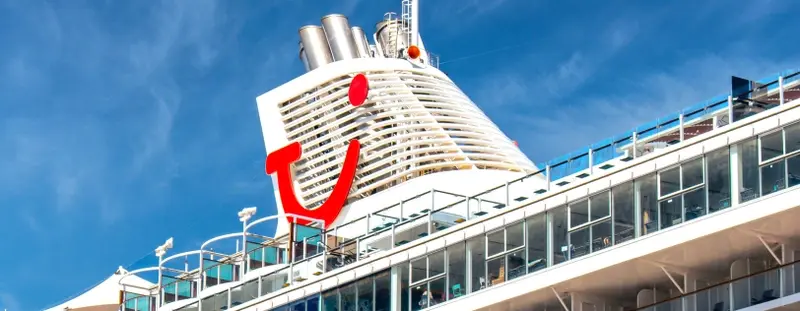 TUI cruise ship funnel with logo