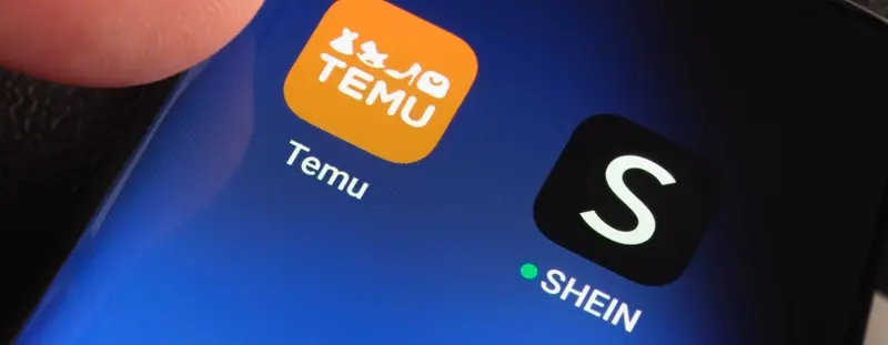 Phone screen showing Temu and Shein apps