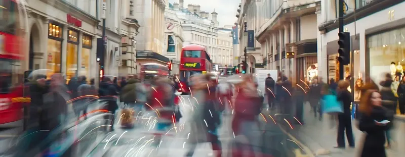 Central London busy with shoppers