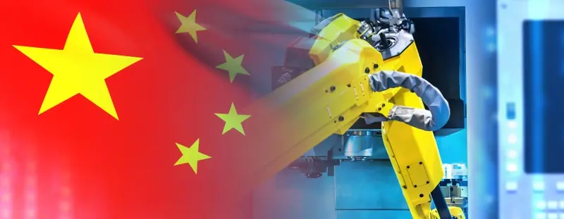 Chinese flag blended with robot arm