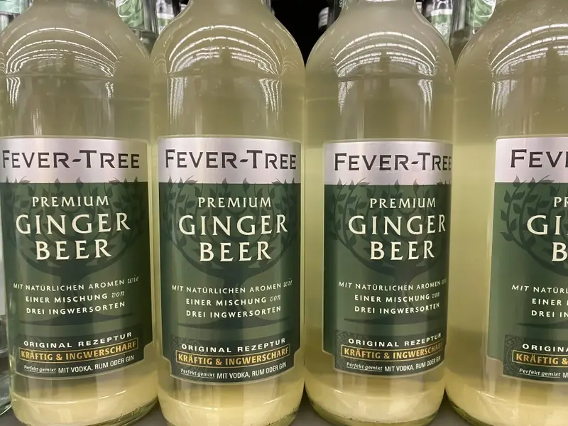Bottles of Fevertree ginger beer 