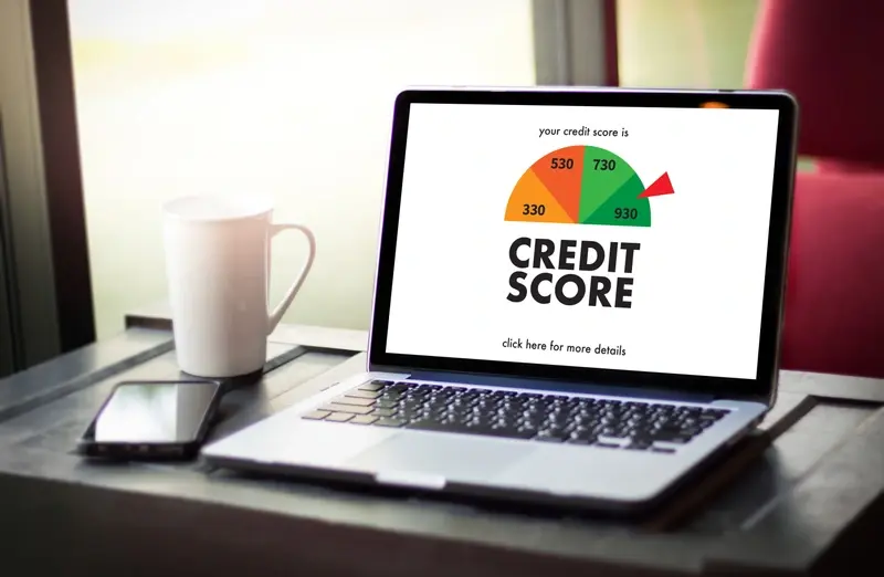 Credit rating score on computer screen