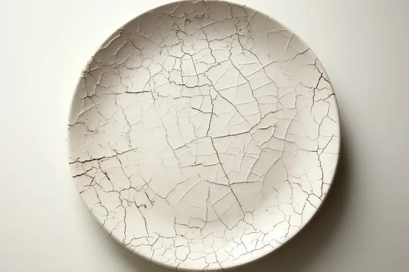 Ceramic plate with cracked surface