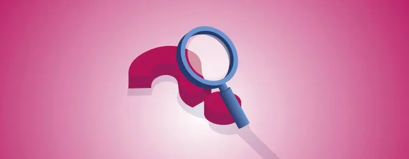 Question mark and magnifying glass