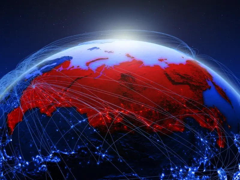 Russia shown on digital globe