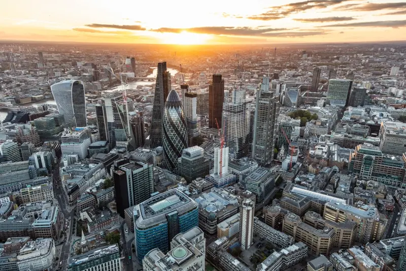 Aerial view of London's financial district