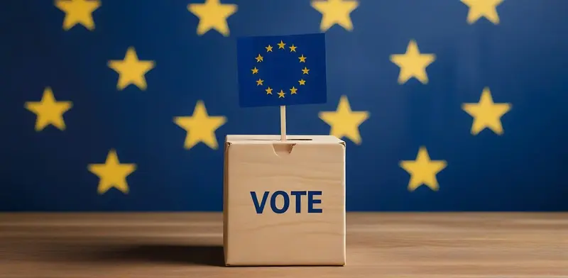 EU flag and voting box