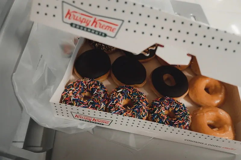 A box of Krispy Kreme doughnuts